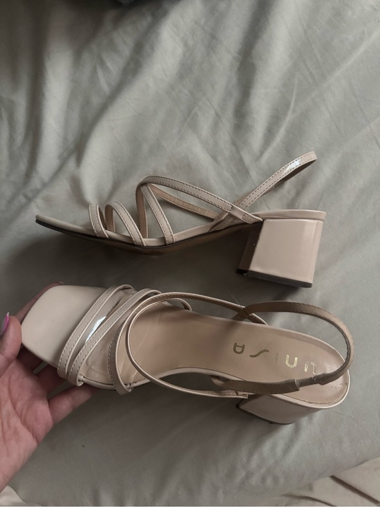 Shoes - Nude Strappy Block Heel Sandals